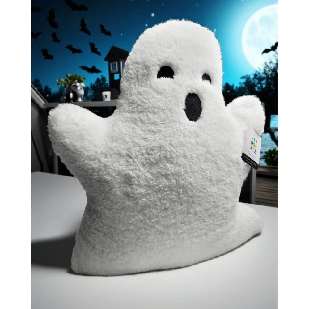 NWT Novogratz Halloween Large White Ghost Soft Sherpa Pillow 19 x 22